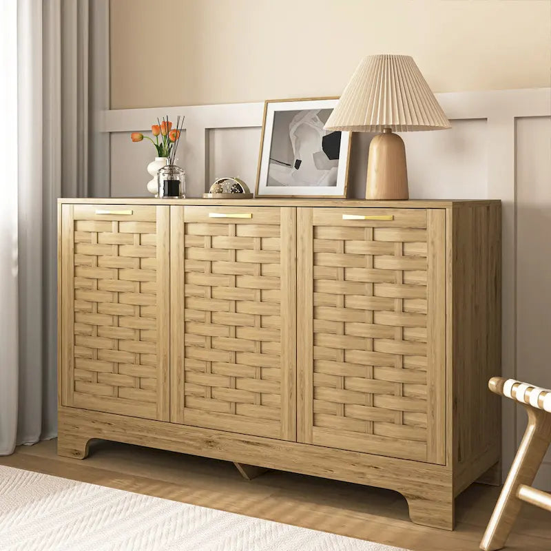 Wood Sideboard Buffet Storage with Adjustable Shelf