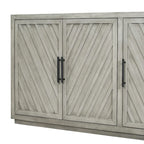 3-Door Large Storage Retro Sideboard with Adjustable Shelves and Black Handles