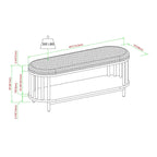 Scandi Upholstered-Top Storage Bench with Lower Shelf for Living Room, Bedroom and Office - Black