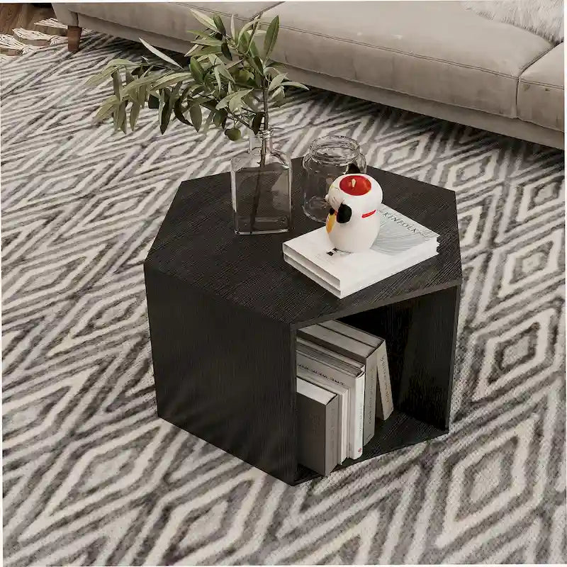 White Hexagonal Coffee Table Set of 2
