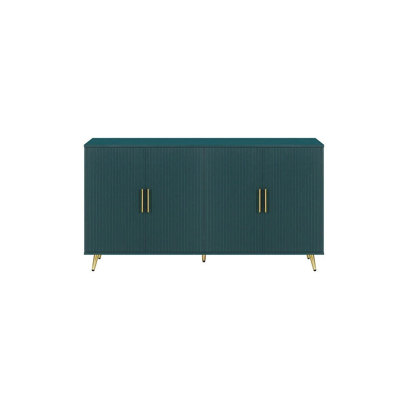 Wood TV Stand with Storage Cabinet & Adjustable Shelves, Media TV Console for Living Room Bedroom(GREEN)