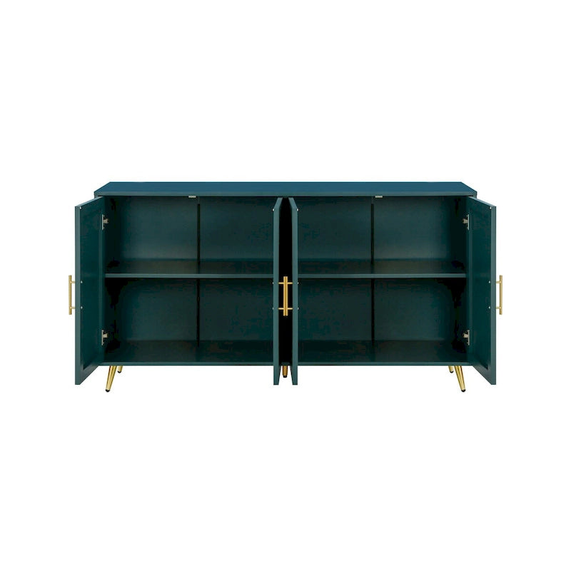 Wood TV Stand with Storage Cabinet & Adjustable Shelves, Media TV Console for Living Room Bedroom(GREEN)