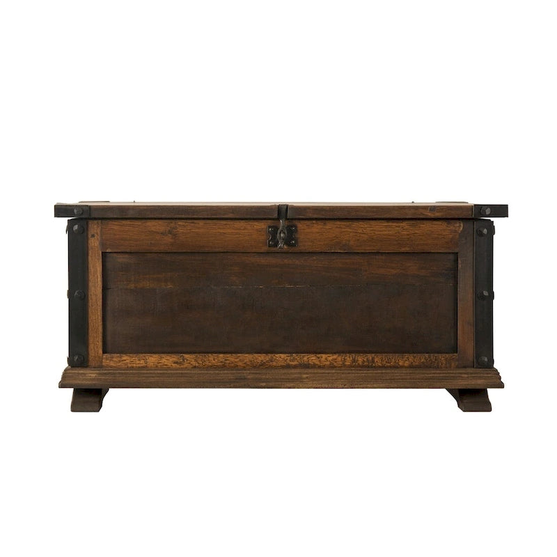 Handmade Solid Reclaimed Barn Wood & Wrought Iron Hardware Trunk or Coffee Table for Indoor 36  Width