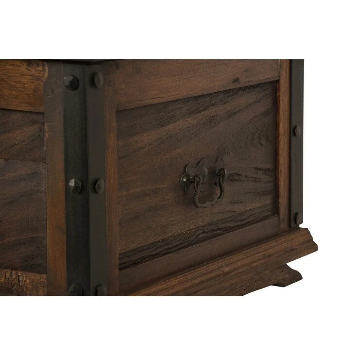 Handmade Solid Reclaimed Barn Wood & Wrought Iron Hardware Trunk or Coffee Table for Indoor 36  Width