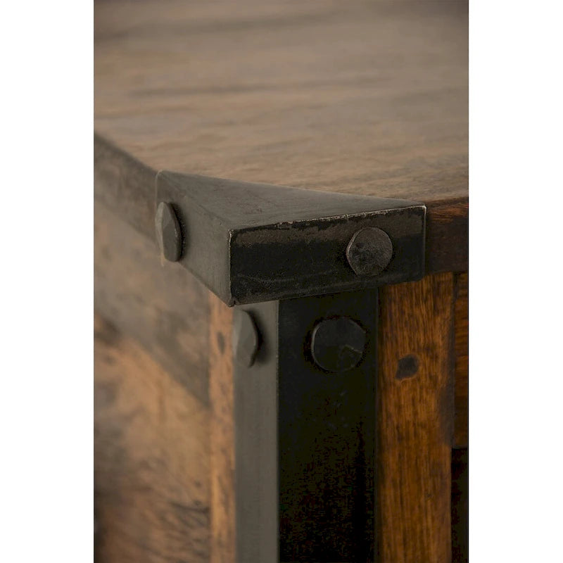 Handmade Solid Reclaimed Barn Wood & Wrought Iron Hardware Trunk or Coffee Table for Indoor 36  Width