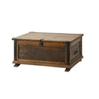 Handmade Solid Reclaimed Barn Wood & Wrought Iron Hardware Trunk or Coffee Table for Indoor 36  Width
