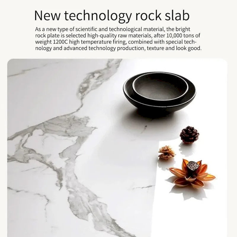 Round Coffee Table - Beige Wood with Stone Top - 31.5"