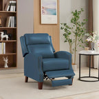 Genuine Leather Pushback Recliner with Multi-Angle Seat Back and Solid Wood Legs