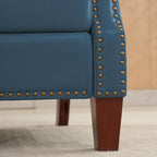Genuine Leather Pushback Recliner with Multi-Angle Seat Back and Solid Wood Legs