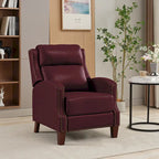 Genuine Leather Pushback Recliner with Multi-Angle Seat Back and Solid Wood Legs