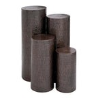 Metal Abstract Tall Slim Pedestal Table with Grooved Shell or Hammered Design - Set of 4 Brown - Roche River Decor