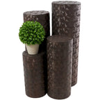 Metal Abstract Tall Slim Pedestal Table with Grooved Shell or Hammered Design - Set of 4 Brown - Roche River Decor