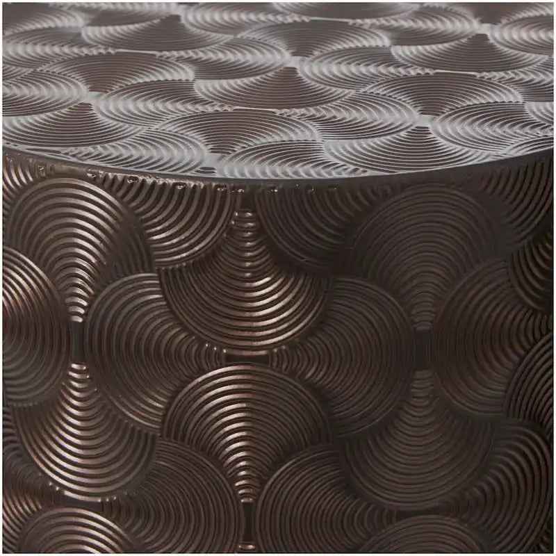 Metal Abstract Tall Slim Pedestal Table with Grooved Shell or Hammered Design - Set of 4 Brown - Roche River Decor