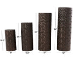 Metal Abstract Tall Slim Pedestal Table with Grooved Shell or Hammered Design - Set of 4 Brown - Roche River Decor