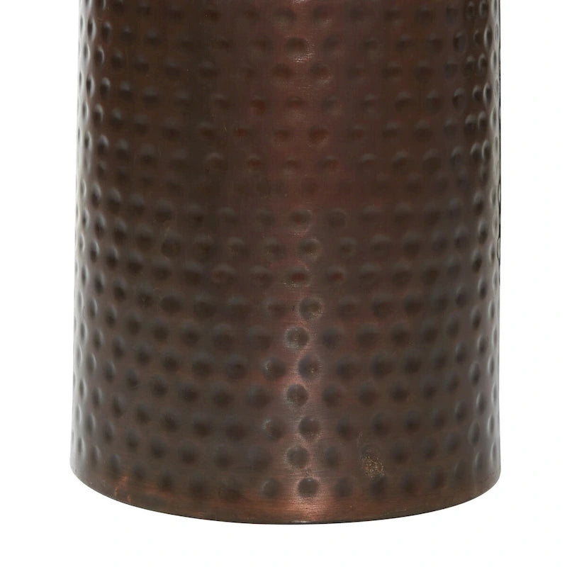 Metal Abstract Tall Slim Pedestal Table with Grooved Shell or Hammered Design - Set of 4 Brown - Roche River Decor