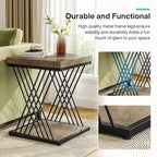 19.75 Inch Faux Marble Square End Table, Modern Bedside Tables, Gold Accent Table Living Room
