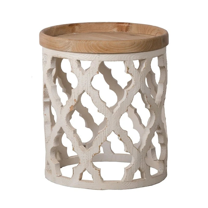 23 Large Distressed White Side Table