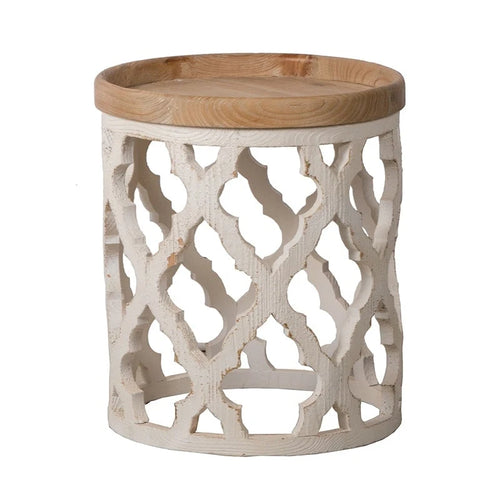 23 Large Distressed White Side Table
