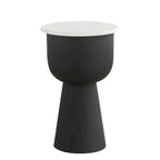 NILA Black Side Table White Marble Top Modern Accent for Living Room & Bedroom