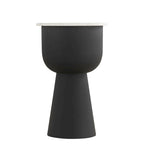NILA Black Side Table White Marble Top Modern Accent for Living Room & Bedroom