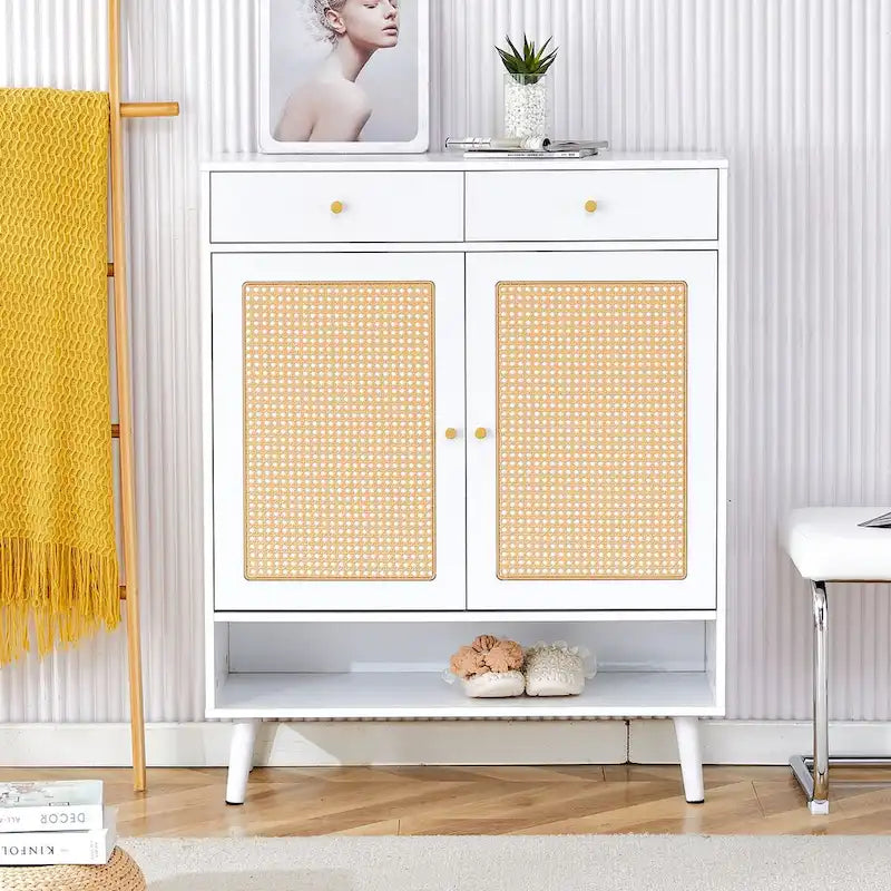 Modern minimalist storage cabinet, rattan shoe cabinet, bed top cabinet. Beautiful shape for corridors and living rooms