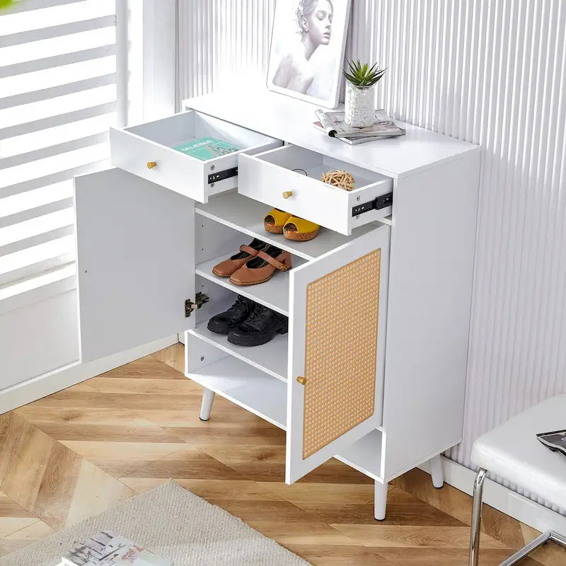 Modern minimalist storage cabinet, rattan shoe cabinet, bed top cabinet. Beautiful shape for corridors and living rooms