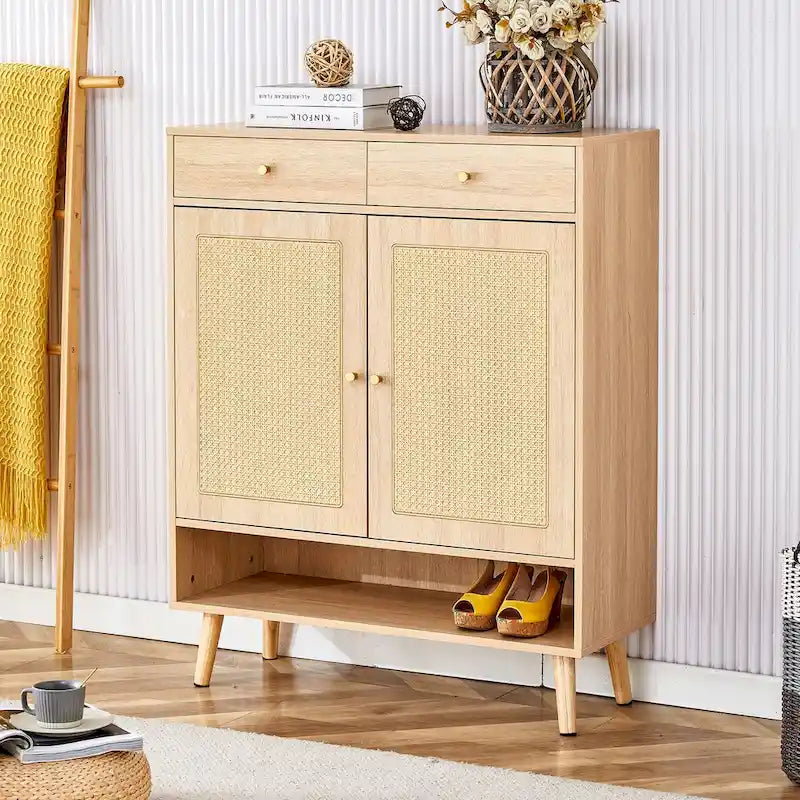 Modern minimalist storage cabinet, rattan shoe cabinet, bed top cabinet. Beautiful shape for corridors and living rooms