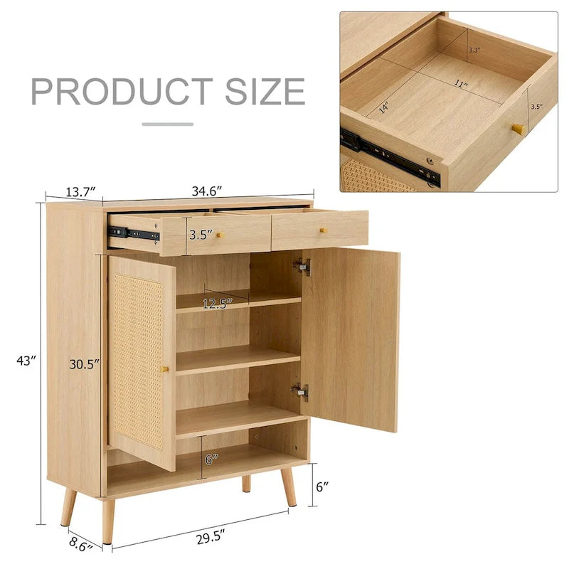 Modern minimalist storage cabinet, rattan shoe cabinet, bed top cabinet. Beautiful shape for corridors and living rooms