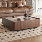 Walnut Triangular Coffee Table with 2 Drawers