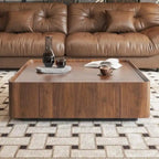 Walnut Triangular Coffee Table with 2 Drawers