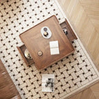 Walnut Triangular Coffee Table with 2 Drawers
