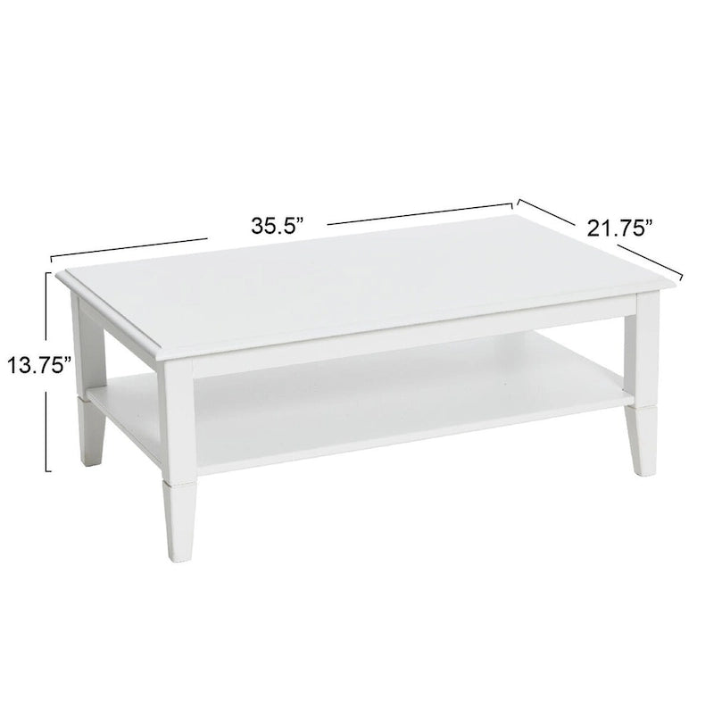 Coffee Table with Storage Shelf and Solid Wood Legs
