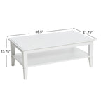 Coffee Table with Storage Shelf and Solid Wood Legs