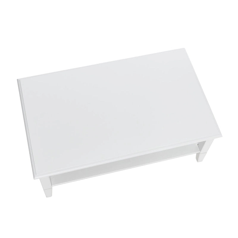 Coffee Table with Storage Shelf and Solid Wood Legs