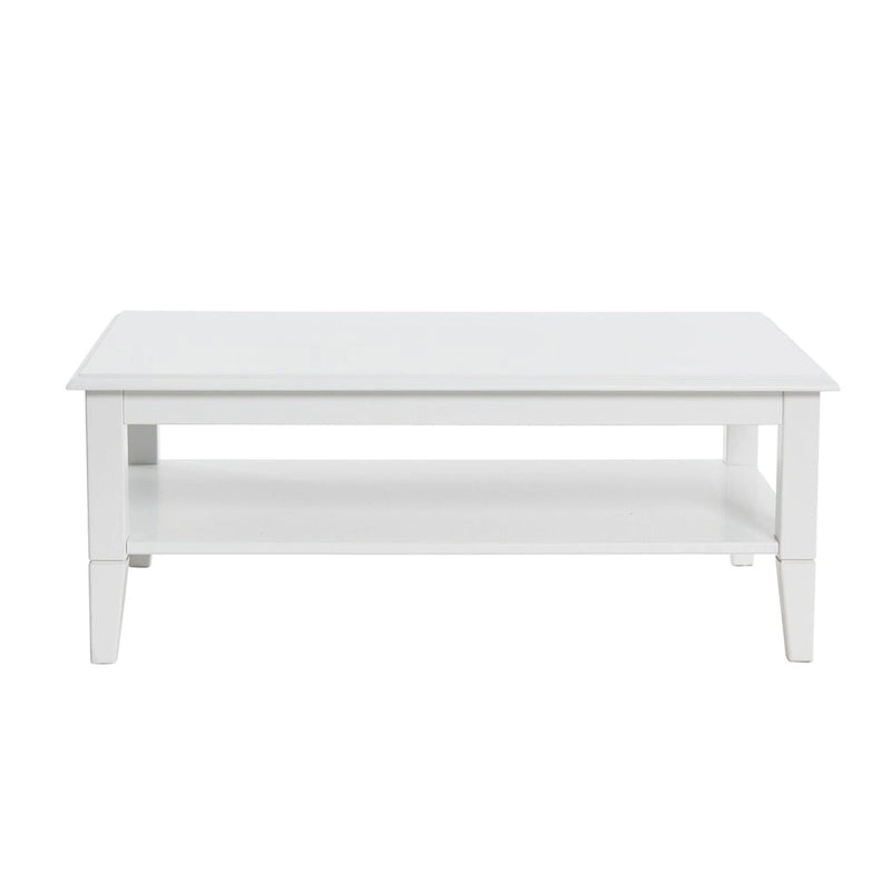 Coffee Table with Storage Shelf and Solid Wood Legs