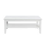 Coffee Table with Storage Shelf and Solid Wood Legs