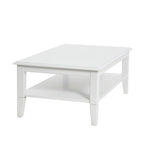 Coffee Table with Storage Shelf and Solid Wood Legs