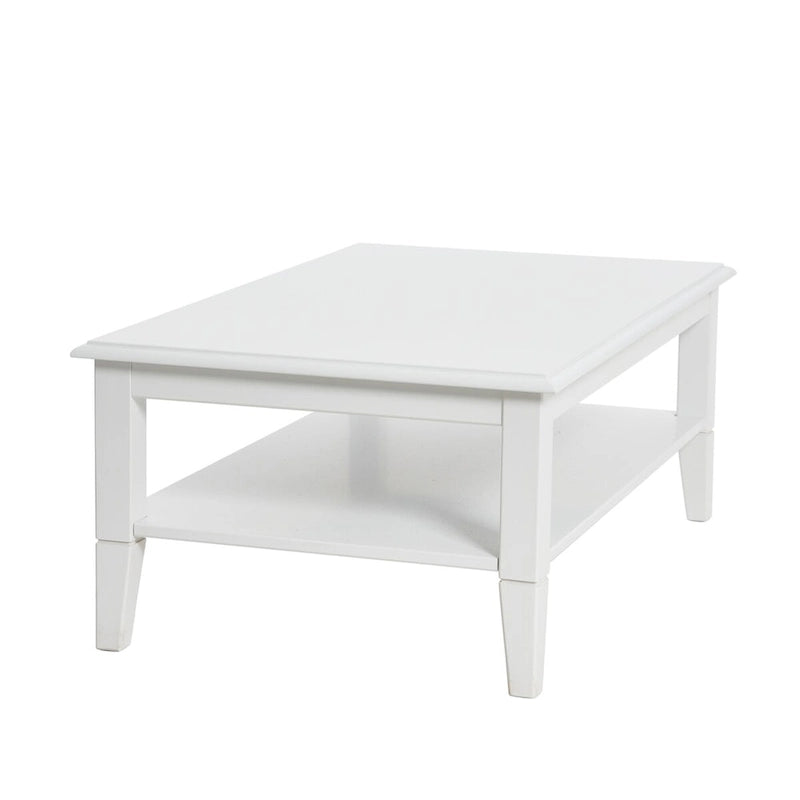 Coffee Table with Storage Shelf and Solid Wood Legs