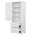 Freestanding Storage Cabinet with Two Drawers and Adjustable Shelf