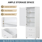 Freestanding Storage Cabinet with Two Drawers and Adjustable Shelf
