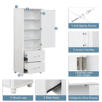 Freestanding Storage Cabinet with Two Drawers and Adjustable Shelf