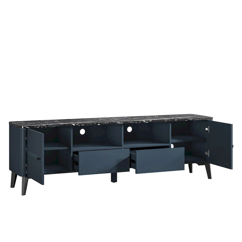 Stylish 70-Inch TV Stand with Marble-Printed Top - 70 in Width