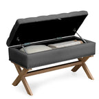 35 Button-Tufted Storage Ottoman Linen Storage Bench