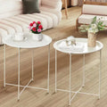 Javlergo Set of 2 Folding Round TV Tray Tables, Small Round Steel Side Table, No Assembly Required - 18.5 x 18.5 x 19.7 in