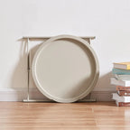 Javlergo Set of 2 Folding Round TV Tray Tables, Small Round Steel Side Table, No Assembly Required - 18.5 x 18.5 x 19.7 in
