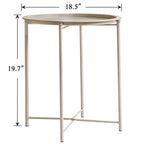 Javlergo Set of 2 Folding Round TV Tray Tables, Small Round Steel Side Table, No Assembly Required - 18.5 x 18.5 x 19.7 in