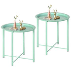 Javlergo Set of 2 Folding Round TV Tray Tables, Small Round Steel Side Table, No Assembly Required - 18.5 x 18.5 x 19.7 in