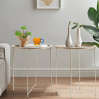 Javlergo Set of 2 Folding Round TV Tray Tables, Small Round Steel Side Table, No Assembly Required - 18.5 x 18.5 x 19.7 in