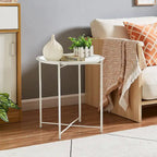 Javlergo Set of 2 Folding Round TV Tray Tables, Small Round Steel Side Table, No Assembly Required - 18.5 x 18.5 x 19.7 in