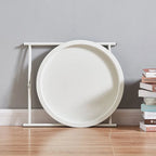 Javlergo Set of 2 Folding Round TV Tray Tables, Small Round Steel Side Table, No Assembly Required - 18.5 x 18.5 x 19.7 in